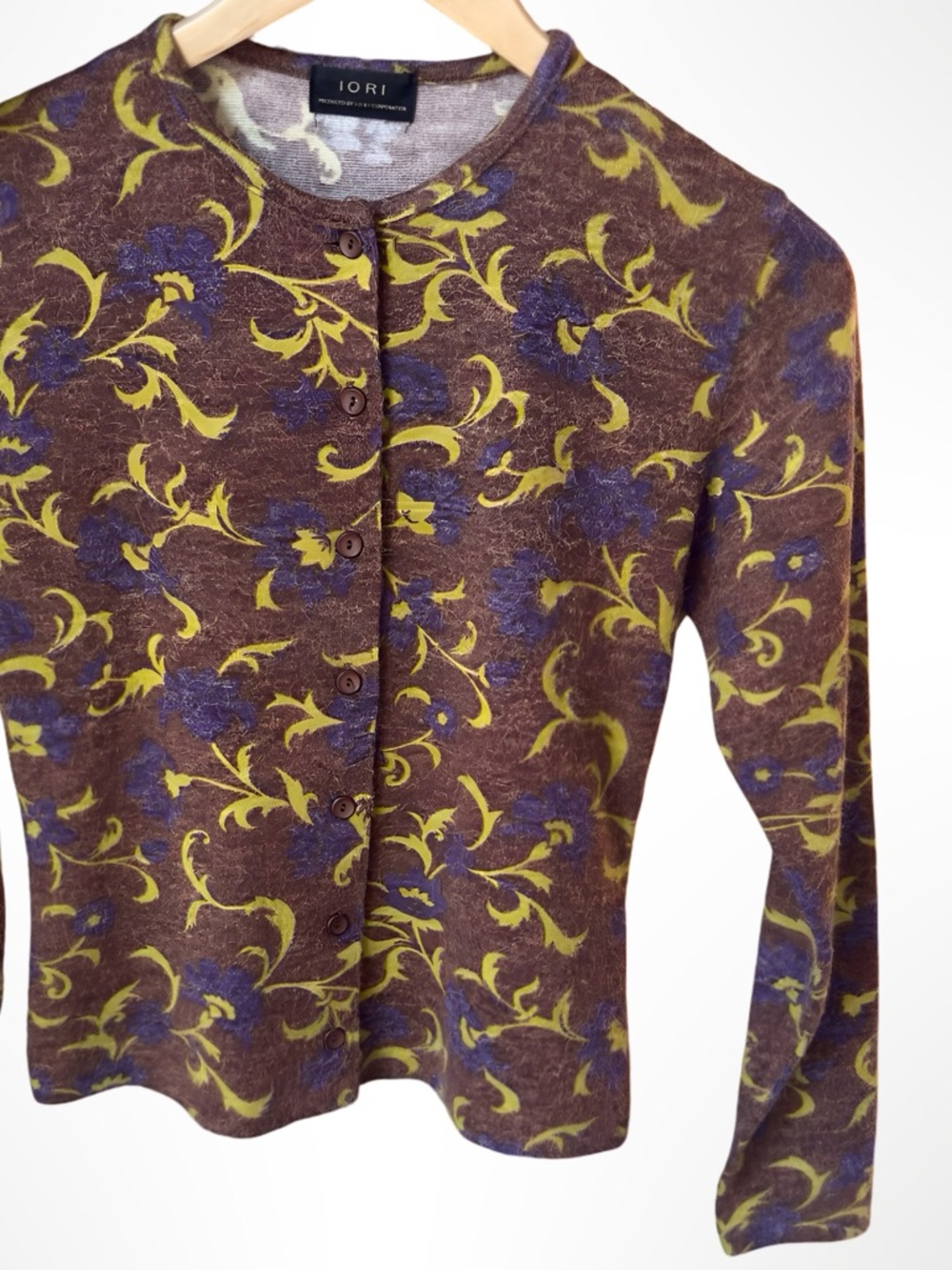 IORI Vintage Floral Grandmacore Lambswool Angora Cardigan Medium - Picture 3 of 11